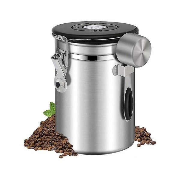 Kaffebeholder Kaffebeholder med rustfri stålske Aromabeholder til kaffebønner, pulver, te nødder Kakao