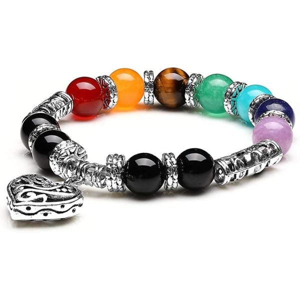 10 Mm Beads Balancing Reiki Armband 7 Chakra Silver Färg