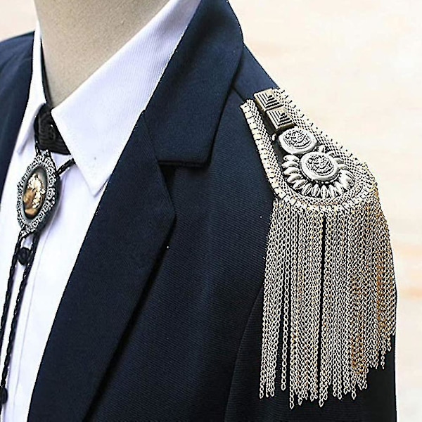 1 Par Tassel Link Kæde Epaulet Skulderbræt Badge Metal Franset