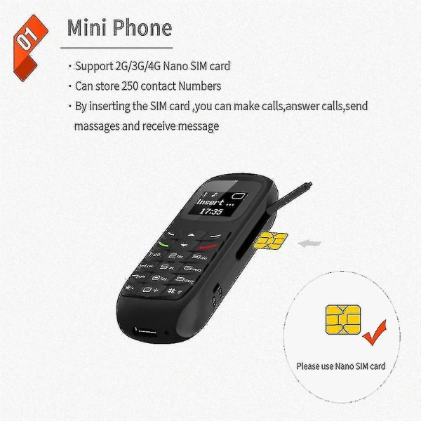 L8star Bm 70 Mini Puhelin Bluetooth-mobiilipuhelimet Yleismaailmalliset Langattomat Kuulokkeet Matkapuhelinsoitin Gtstar Bm70 Super Pieni Gsm-puhelin Black