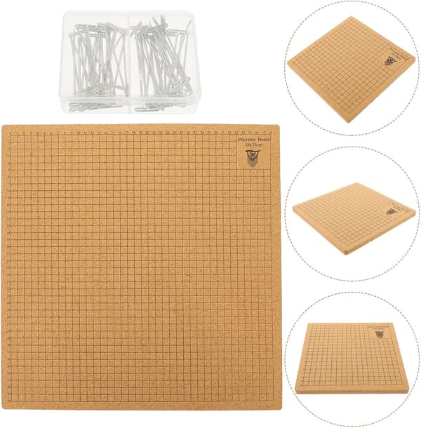 8x8 tuuman korkkimakrameelauta DIY-setti ruudukolla, narun solmimispinta ja T-nastat