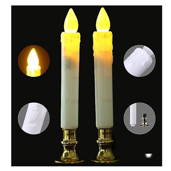 2 stk LED-lys Elektrisk Flammeløs Lys Gullbaser Dekor
