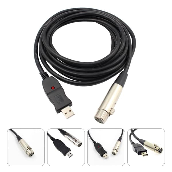 USB til XLR mikrofonkoblingskabel 3 meter bærbar ledning for konferanse og stemmeopptak
