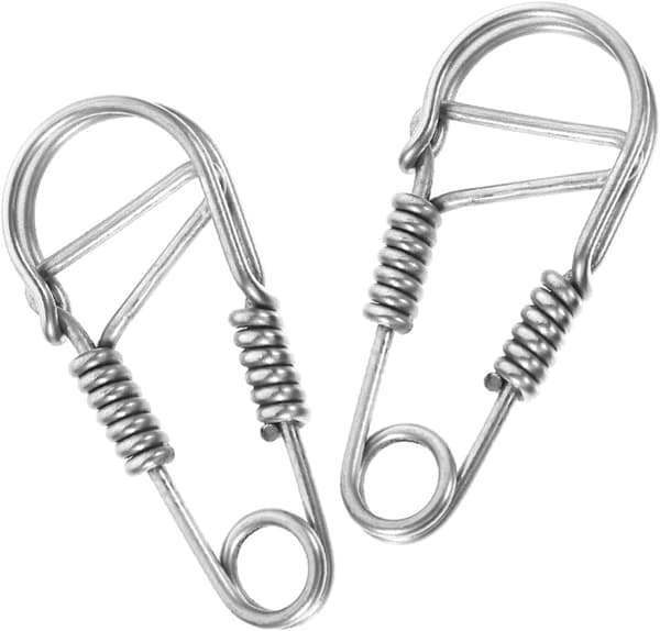 2 stk nøkkelringkroker i rustfritt stål, karabinkroker i metall, solide nøkkelringholdere