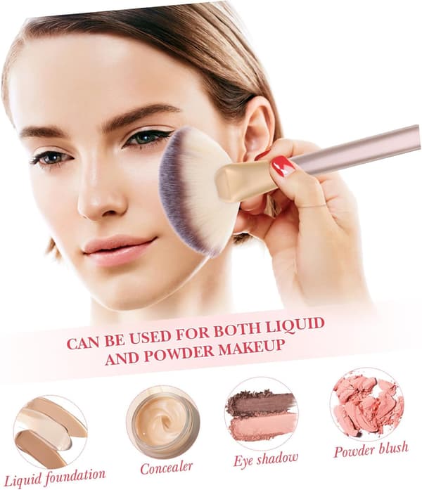 Makeupbørste til highlighter, blush, multifunktionel pudder, makeup, kvinde, vifteformede børster til ansigtet