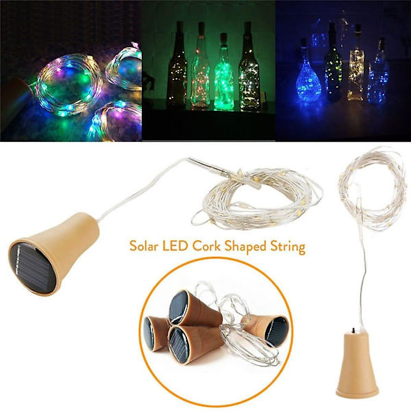 Solcellsflaskkork Strängljus Vin Koppar 2m 20leds