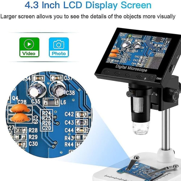 4,3 tuuman LCD-digitaalinen USB mikroskooppi Endoskooppi 1000x