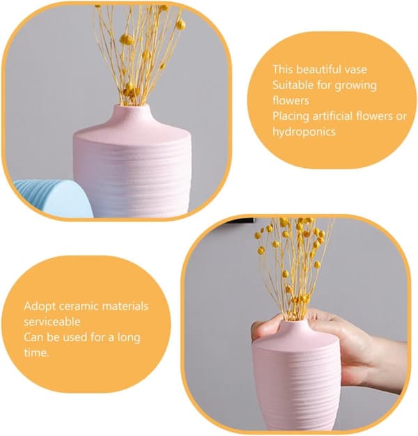 Keramikkblomstervase for kunstige blomster og hydroponikk Stabil og lett å bære Flat bunn design