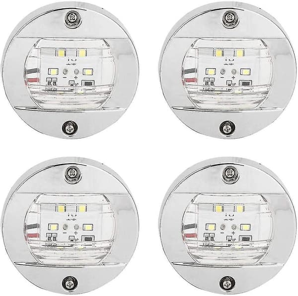 Akterlanterna Rund Navigationslanterna Vit Ljus För Båt Yacht Lastbil (silver) (4st)