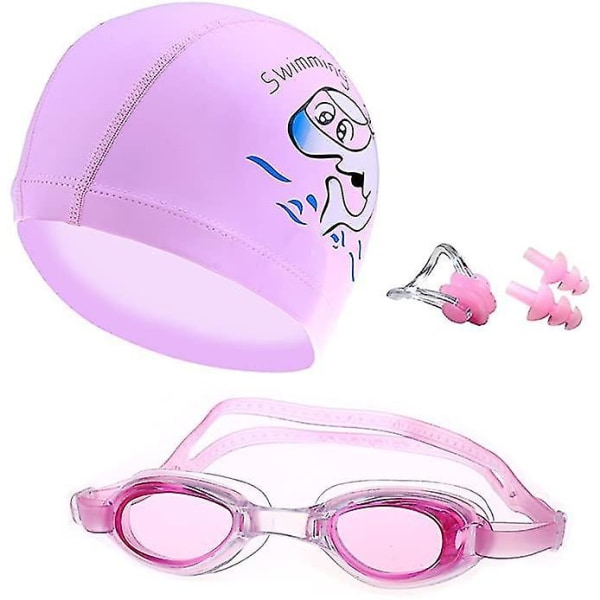 Tegneserie svømmebriller sæt hætte næseklemmer Ørepropper inkluderet