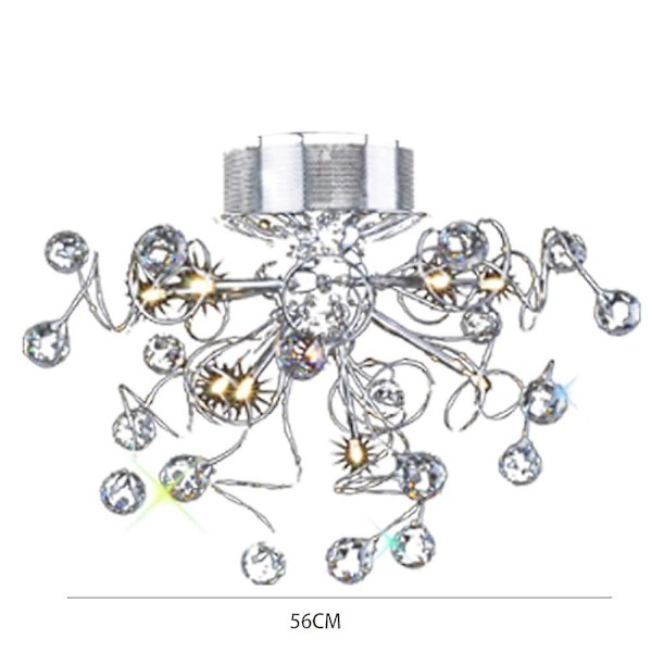 56cm Krystall Taklampe Flush Mount Metall Krom Led Nordisk