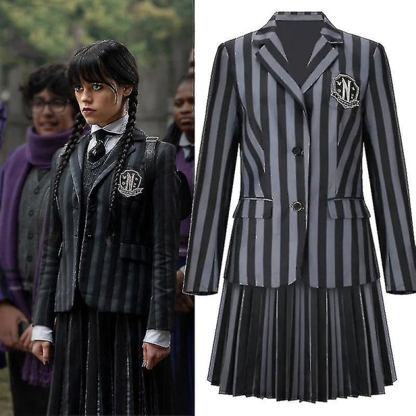 Kvinder Addams Teenagere Piger Wednesday Addams Nevermore Uniform Kostume L Kids