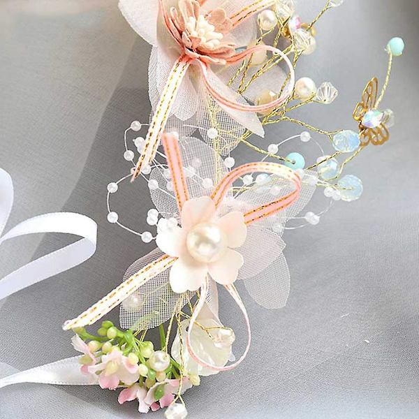 Brudetiara Justerbar Blomster Hodebånd Hårkrans Garland Hodebånd Bånd For Bryllup Fest Festlig