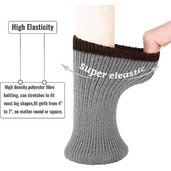 24 stk. Stofsokker til Stolben med Filtpuder, Høj Elastisk Strikket Beskyttelse til Trægulve