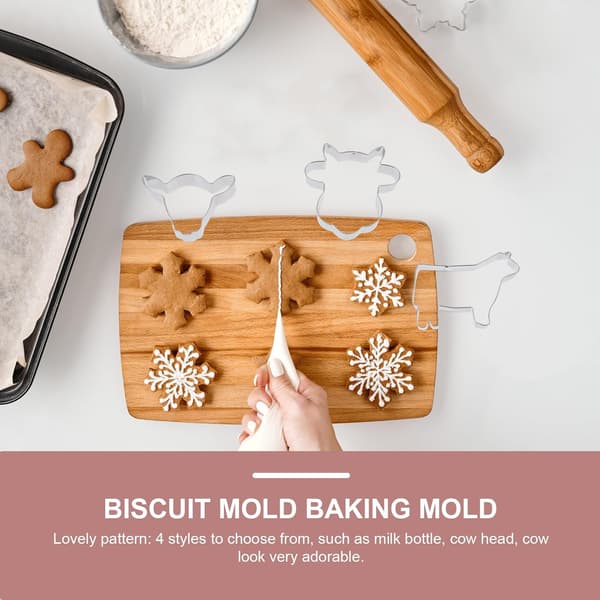 4 stk. non-stick bakeformer i rustfritt stål, kakekjeks, kuformede kjeksformer