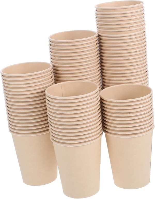 100 stk. engangs kaffe- og drikkekopper 250 ml tykt papirmateriale for varme og kalde drikker