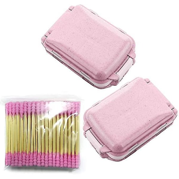 2 Pack Travel Pill Box Mini Portable 10 Compartments Pink