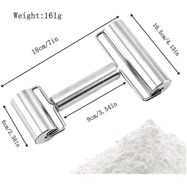 Rustfri Kjevle Deigrullverktøy Dobbel Kjevle Non-Stick Rulling 1stk-sølv