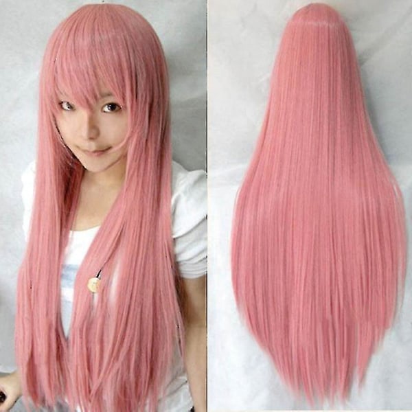 Lange lige cosplay-parykker Flerfarvede varmebestandige fuldelastiske hårparykker Festartikler Pink