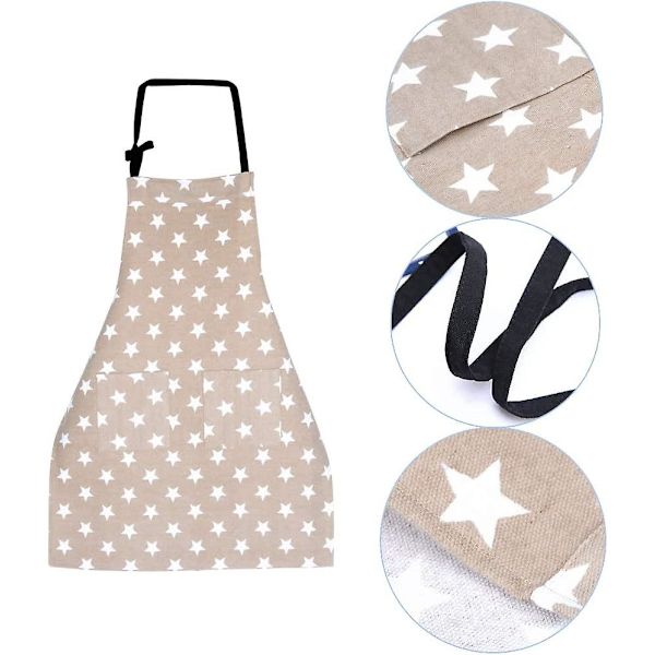 Forkle med Lomme Justerbar Matlagingsforkle Kjøkkenforkle Bib Forkle Grill Baking Dameforkle