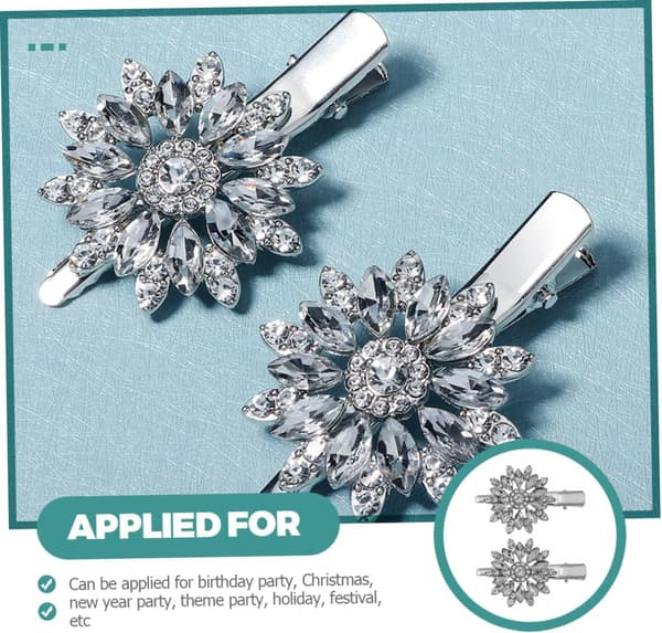 2 st strassblomma hårnålar sidohårklämma strass hårklämma
