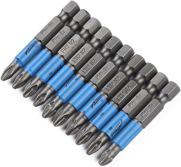 Professionella 10-pack blå Ph2 skruvmejselbits 50 mm längd värmebehandlad S2 stålspets för enkel användning