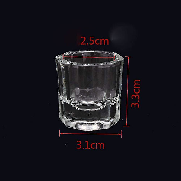 4 st Mini Glaskristallkopp Nagelsmycken Akryl Vätska Pulver Dappen Dish Skål Glasvaror Nagelsmycken Verktyg