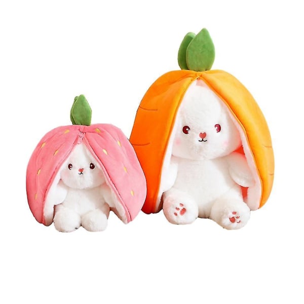 18 cm kanin plysj Kawaii frukt dobbeltsidig kanin plysj leke søt gulrotdukke jente Carrot Rabbit