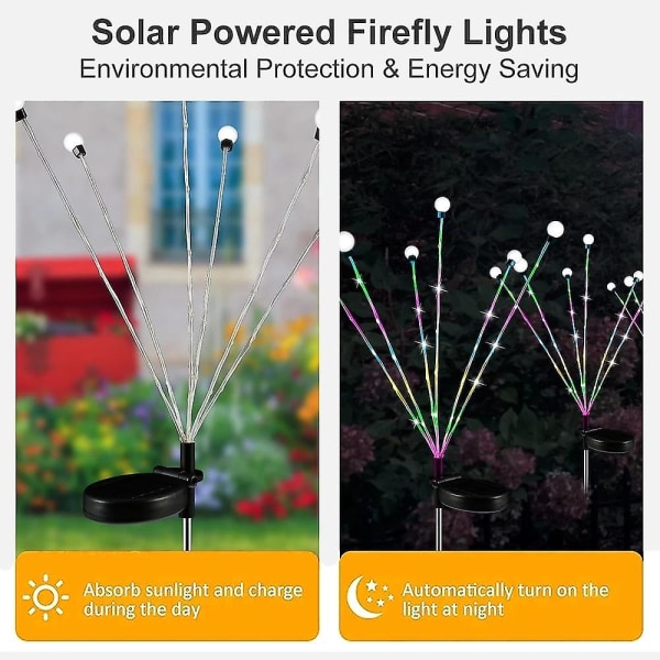 2kpl Solar Garden Led huojuva ilotulitus Firefly nurmikon valo