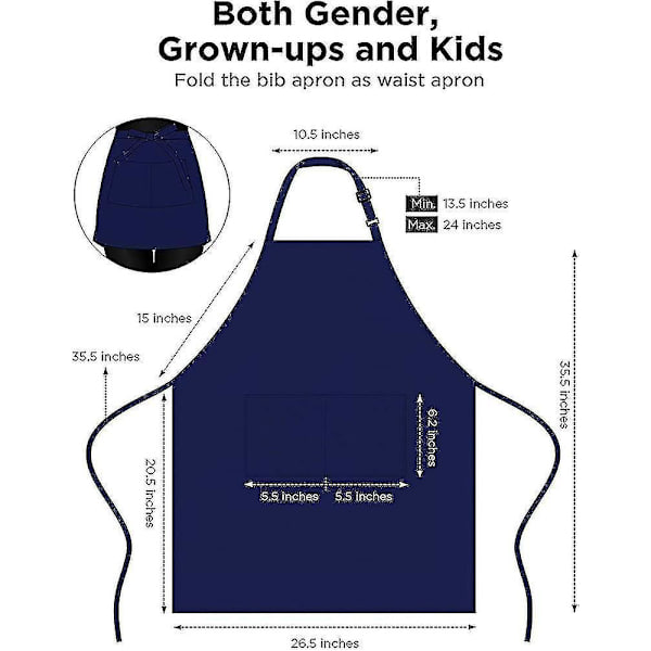 4-pack Justerbara Bib-Förkläden Vattenavvisande 2 Fickor