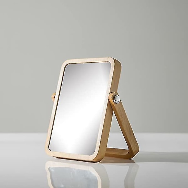 Træforfængelighedsspejl bærbart bordspejl folde HD Beauty
