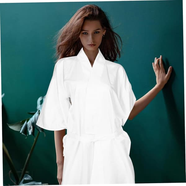 Japansk Kimono Robe Foder för Kvinnor Vit Långärmad Innerklänning Mjuk Polyester Bekväm Bas
