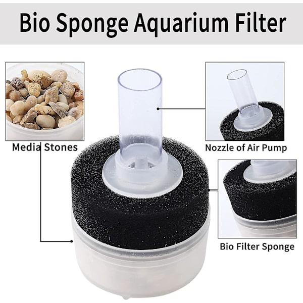 4-pack Luftdriven Biofilter Svamp Akvarium Filter, Bio Svampfilter, Svamp, Luftpump