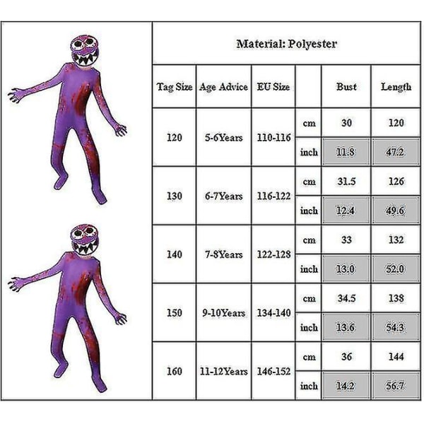 Regnbuetema Lilla Bodysuit Barn Rollespill Jumpsuit Fancy Up Stage Performance Costume 5-6 Years