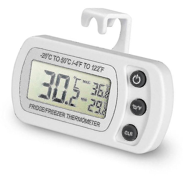 Vattentät KylskåpsTermometer, Digital FrysTermometer, Max/min Registreringsfunktion, Stor LCD-Skärm Och Magnetisk Bak Sida För Kök, Hem, Restaurang
