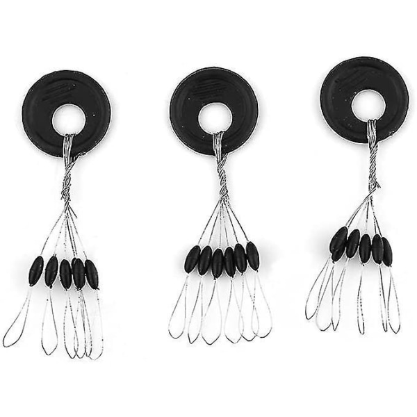100 stk Bobber Stopper Fiske Line Svart Sylinder Flyte Sinker