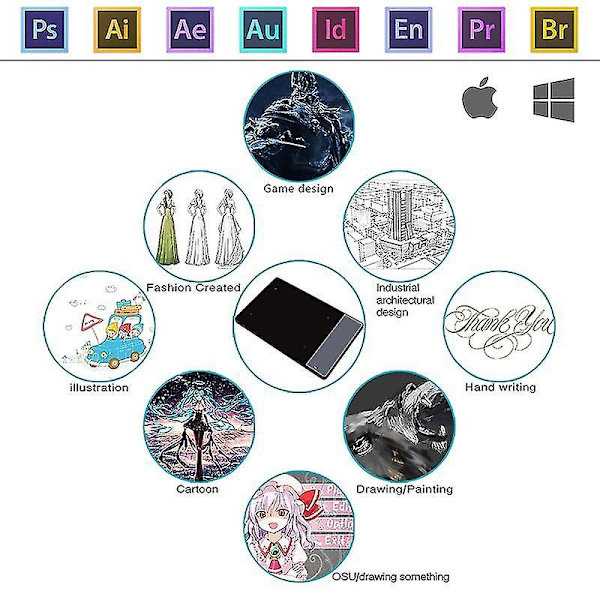 Huion 420 4 Tuuman Signature Pen Grafiikka Piirustus Tabletti
