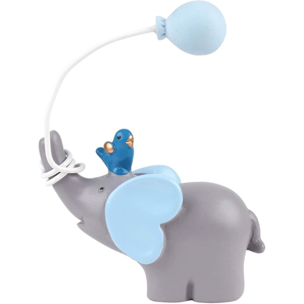 1 pakke blå ballon Lucky Elephant Cake Topper Resin Lille figur dukke kage dekoration til baby shower dreng fødselsdagsfest forsyninger