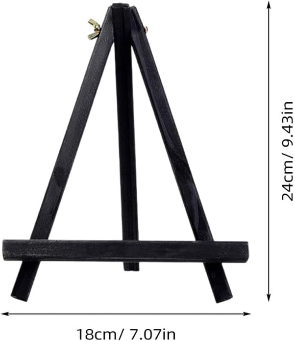 Mini lasten taideteline puinen pöytäpiirustusteline musta 24x18cm kangaspidike
