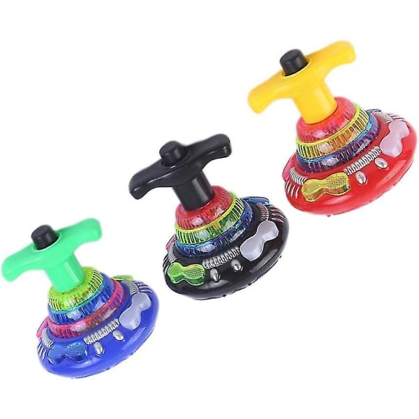 3 kpl Spinning Top -lelut Led-valo syttyy Vilkkuva musiikkipyörät (satunnainen väri)