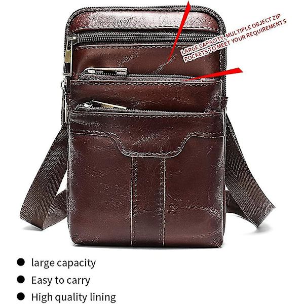 Mænds Læder Mobiltelefon Crossbody Tasker, Mobiltelefon Bæltepose, 6,5\" Lille