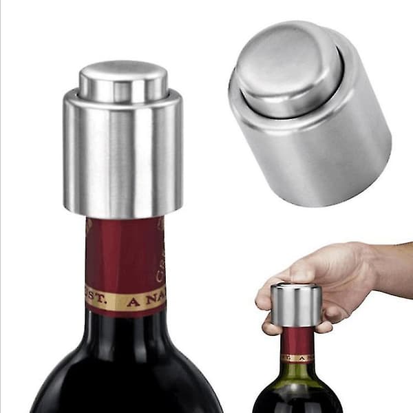 Sølv Elegant Rustfrit Stål Vakuum Vinprop Saver Preserver Pumpe Forseglede Forseglingsmiddel (2 stk)