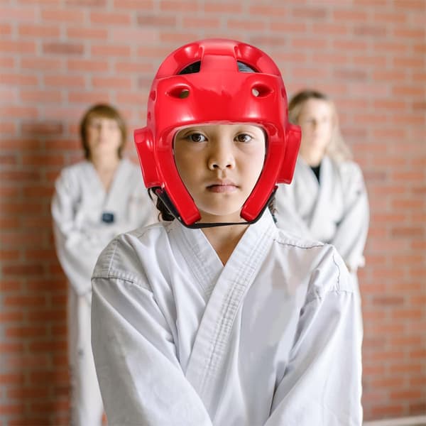 Taekwondo Sparring Hodebeskyttelse Størrelse S Solid Svamp PU Materiale Rød Hjelm