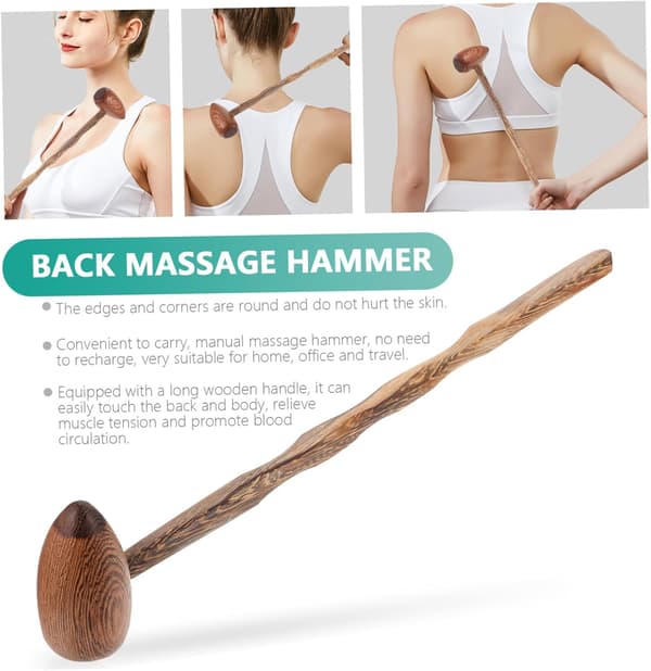 3 st akupunktsmassagehammare för ryggterapi trästressmassageverktyg