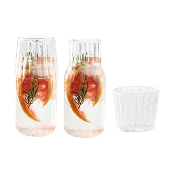 4pcs Water Carafe Glass Bottle Cup Sets Drinking Bedroom