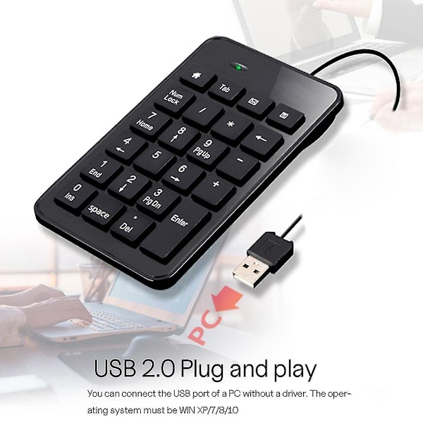 Liten USB-koblet numerisk tastatur med 23 taster - Mini regnskapstastatur