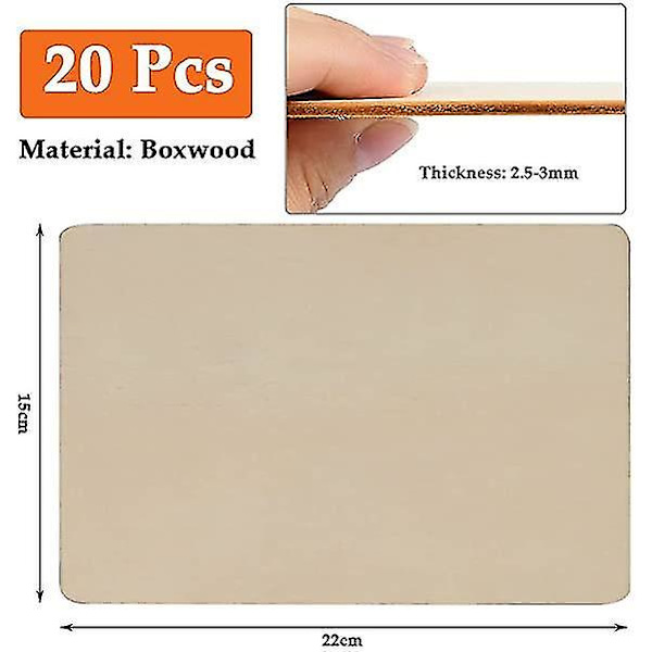 20 stk. 22x15cm Rektangulære DIY Træspåner Balsatræplader