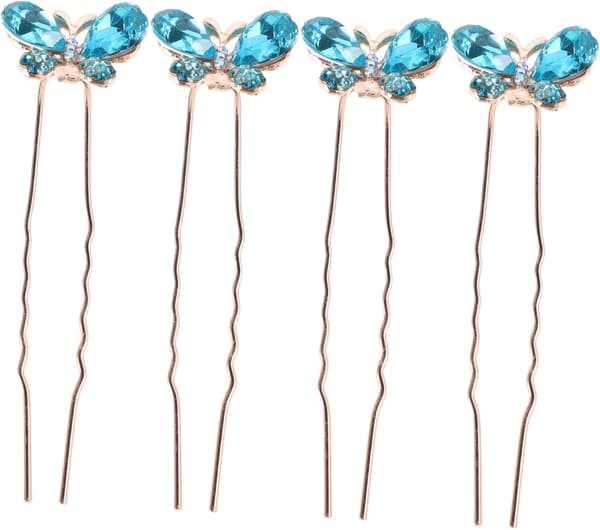 4 stk. U-formede Rhinestone Sommerfugle Hårnåle Hårpynt Tilbehør