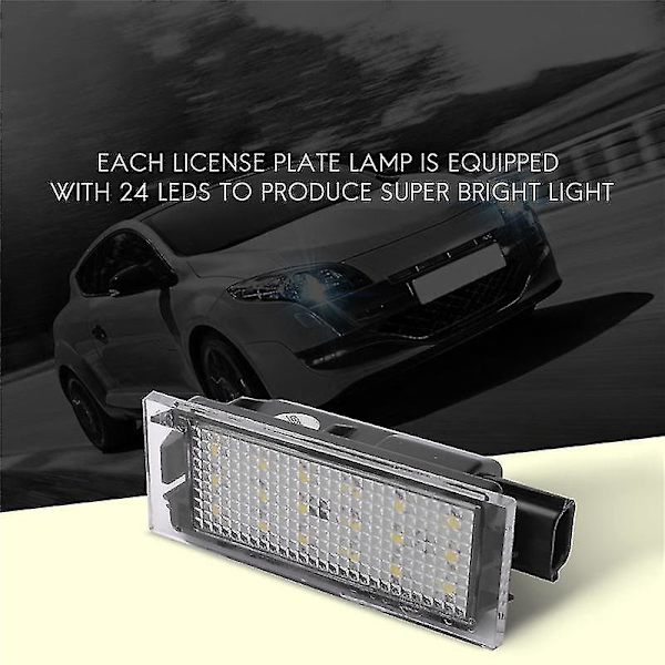 2 st LED-nummerplåtsbelysning för bil för Renault Megane 2 Clio Laa 2 Megane 3 Twingo Master Vel
