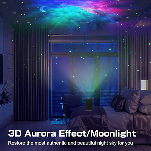 Aurora Stjärnhimmelsprojektorlampa 10 Färger Bluetooth-funktion